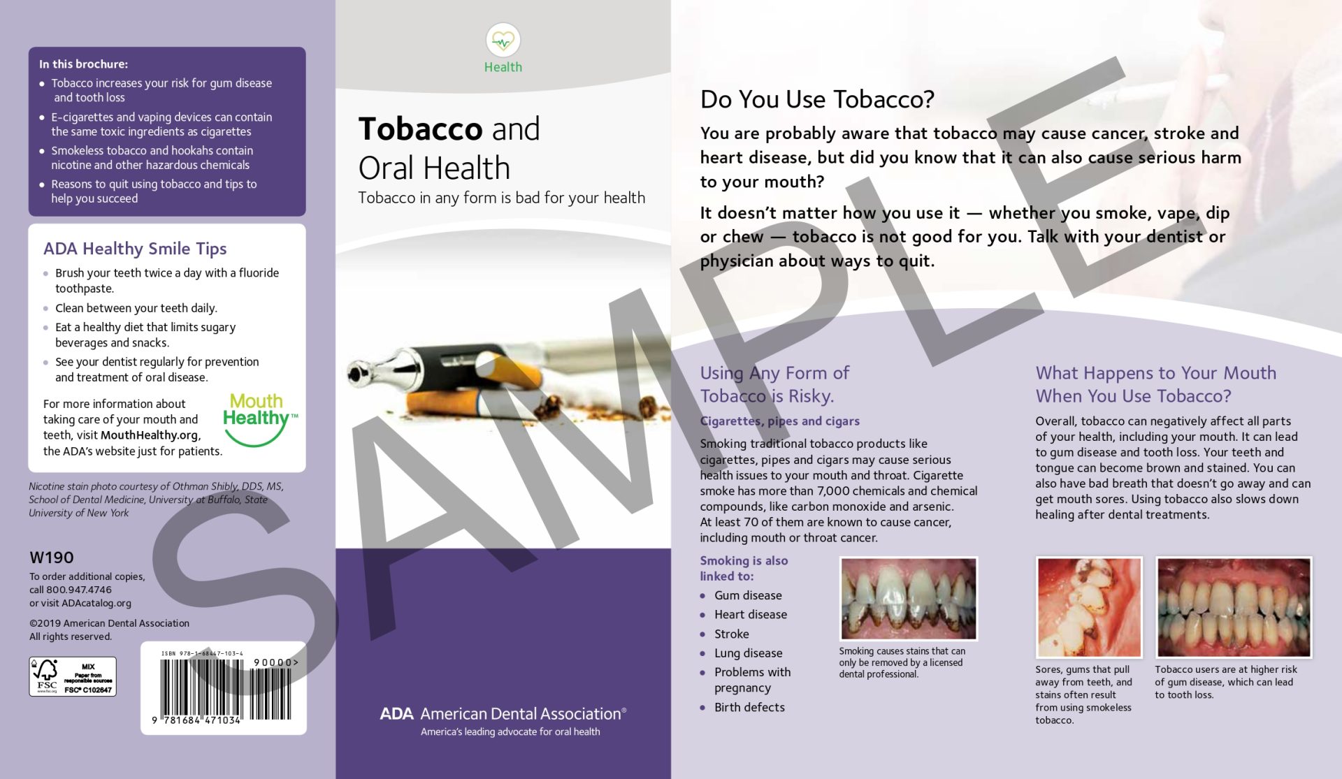 Tobacco and Oral Health Brochure – (PCOH) PA for Oral