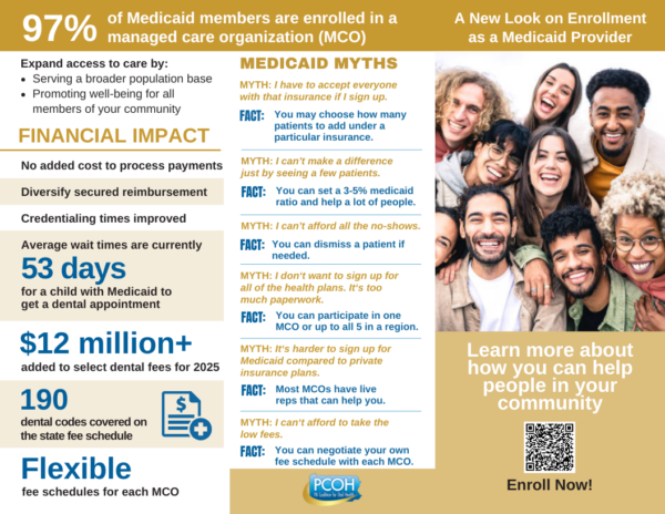 Medicaid enrollment benefits and myths debunked flyer.