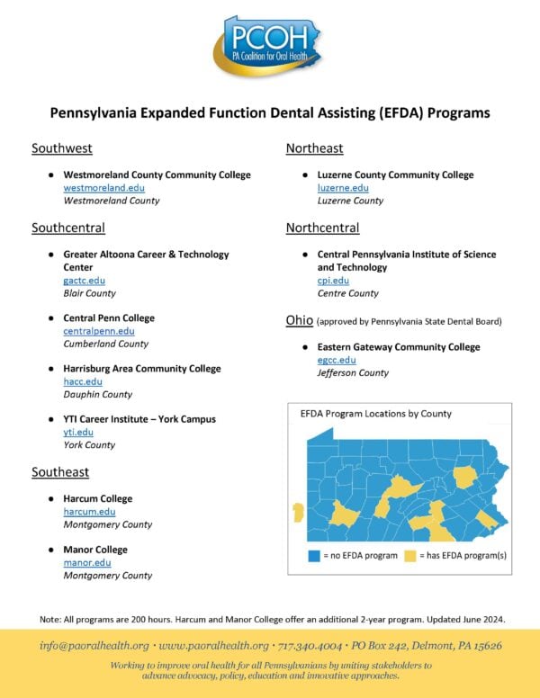 Pennsylvania EFDA Programs locations and contact information.