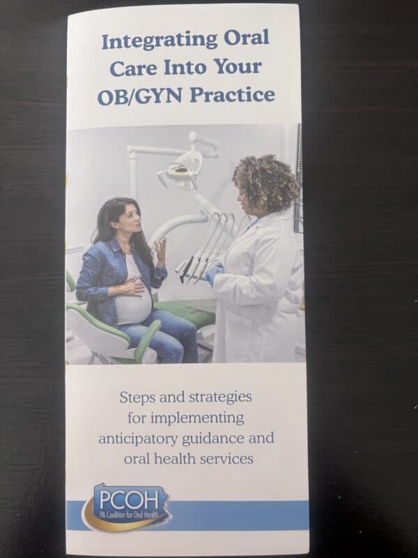 Oral care integration into OB/GYN practices guide brochure.