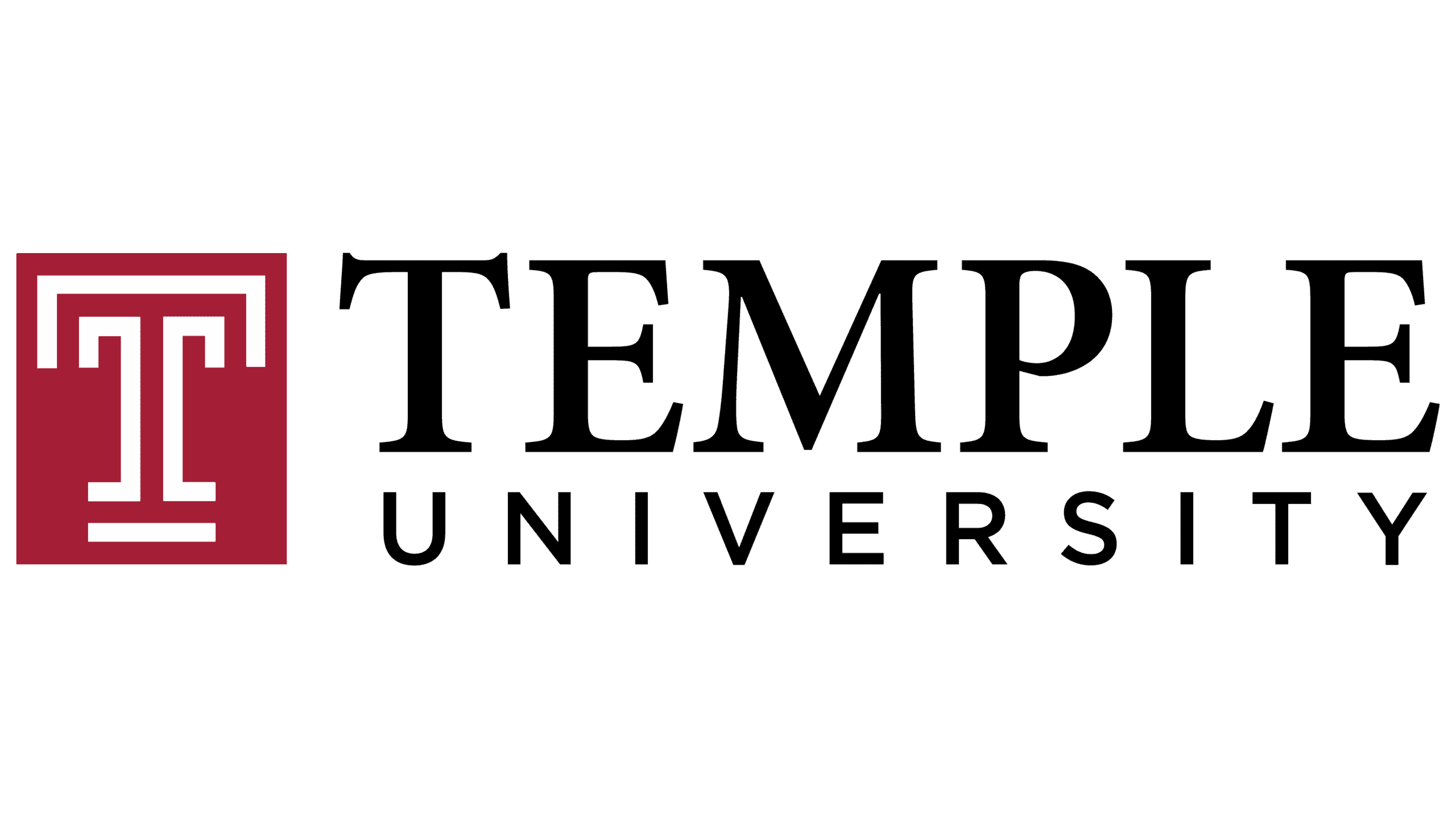 Temple University logo on red background